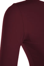 Koyu Bordo Pamuklu Sırt Dekolteli Fitted/Vücuda Oturan Esnek Örme Bluz TWOAW24BZ00160