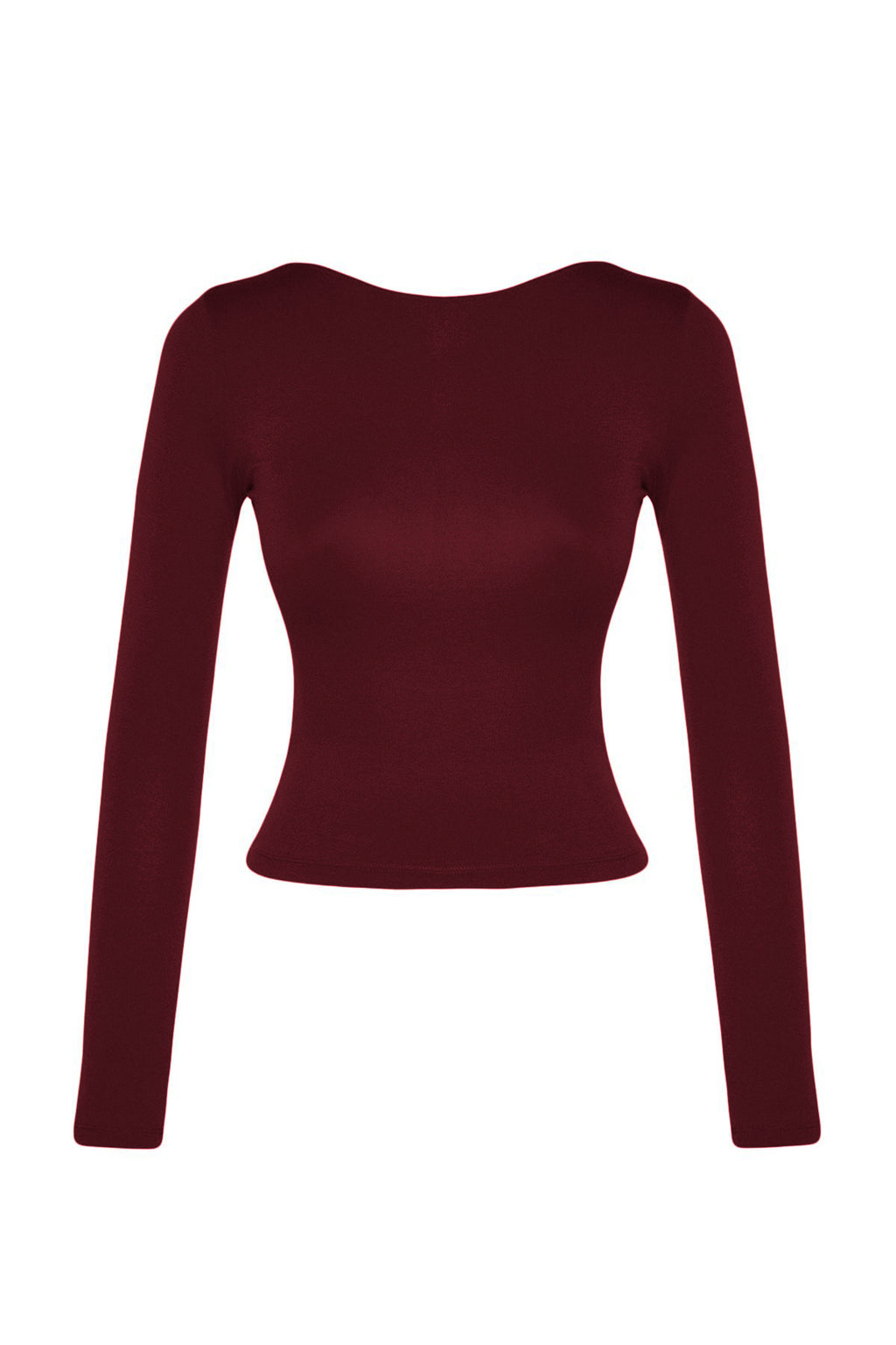 Koyu Bordo Pamuklu Sırt Dekolteli Fitted/Vücuda Oturan Esnek Örme Bluz TWOAW24BZ00160