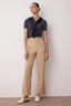 Açık Kahverengi Straight/Düz Kesim Yüksek Bel Nervür Dikişli Dokuma Pantolon TWOSS21PL0093