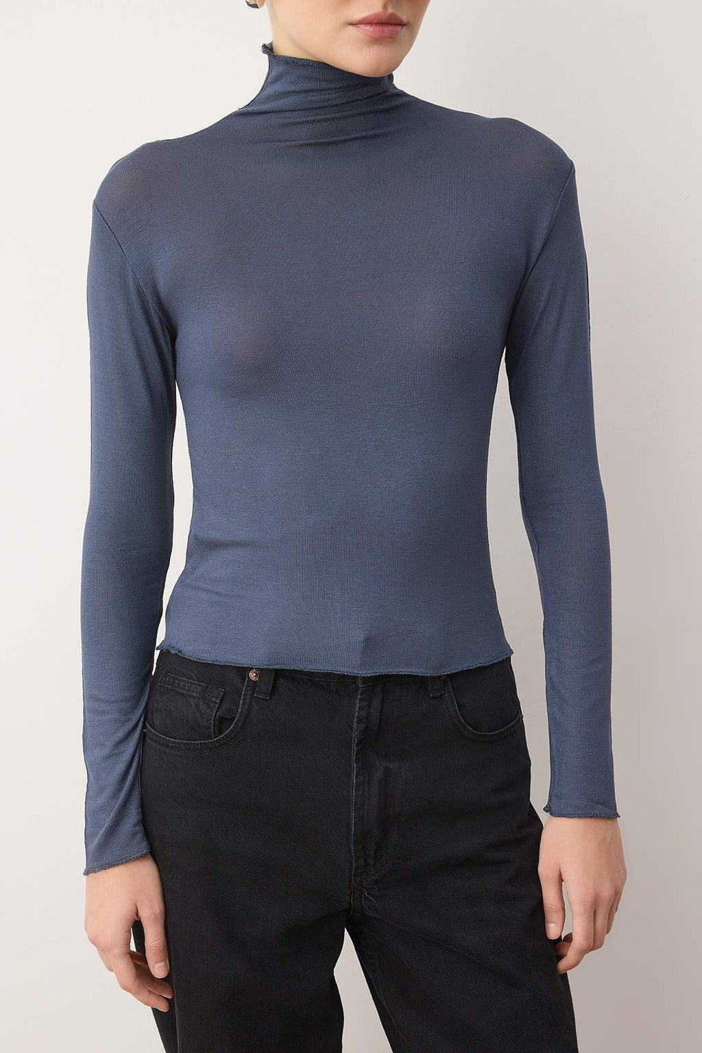 Antrasit Transparan Dik Yaka Esnek Normal Boy Örme Bluz TWOAW26BZ00266