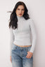 Gri Melanj Transparan Dik Yaka Esnek Normal Boy Örme Bluz TWOAW26BZ00266