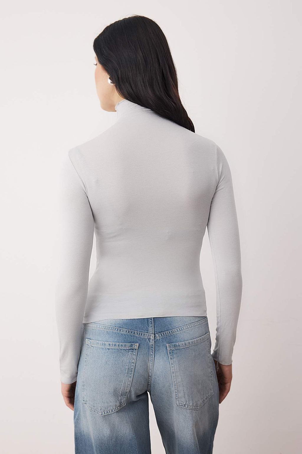 Gri Melanj Transparan Dik Yaka Esnek Normal Boy Örme Bluz TWOAW26BZ00266