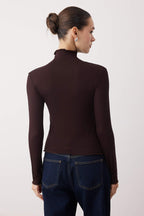 Kahverengi Transparan Dik Yaka Esnek Normal Boy Örme Bluz TWOAW26BZ00266