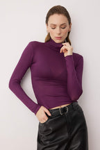 Mor Transparan Dik Yaka Esnek Normal Boy Örme Bluz TWOAW26BZ00266