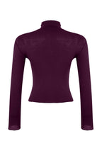 Mor Transparan Dik Yaka Esnek Normal Boy Örme Bluz TWOAW26BZ00266