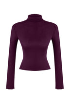 Mor Transparan Dik Yaka Esnek Normal Boy Örme Bluz TWOAW26BZ00266