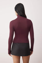 Mürdüm Transparan Dik Yaka Esnek Normal Boy Örme Bluz TWOAW26BZ00266