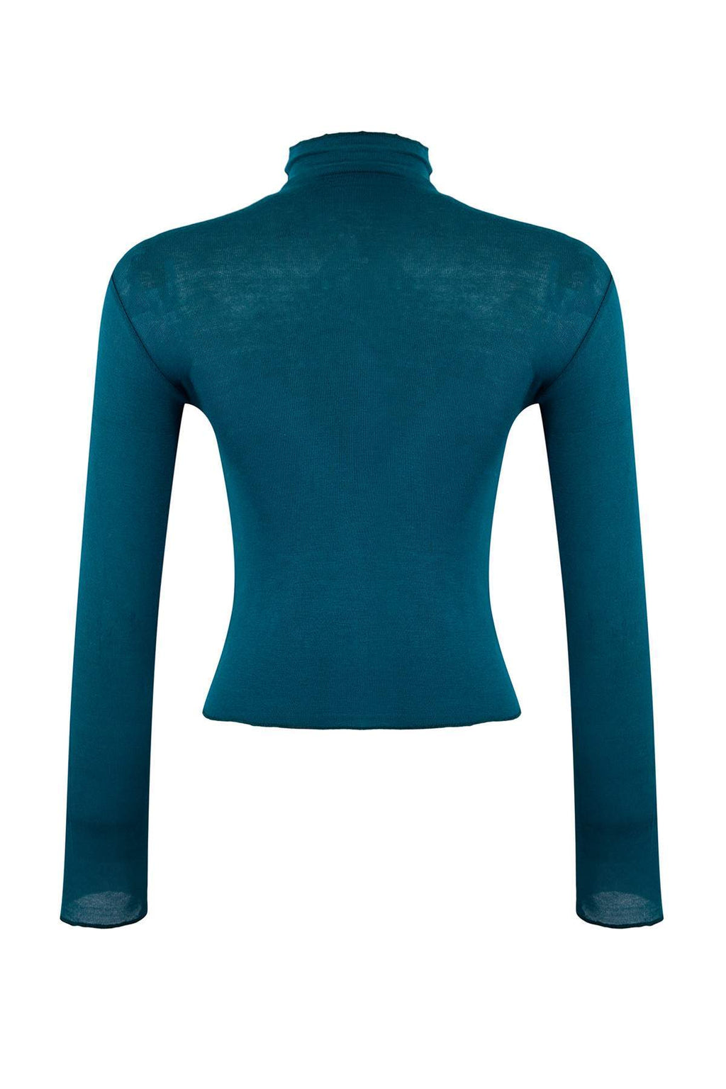 Zümrüt Yeşili Transparan Dik Yaka Esnek Normal Boy Örme Bluz TWOAW26BZ00266