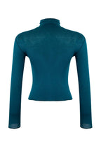 Zümrüt Yeşili Transparan Dik Yaka Esnek Normal Boy Örme Bluz TWOAW26BZ00266