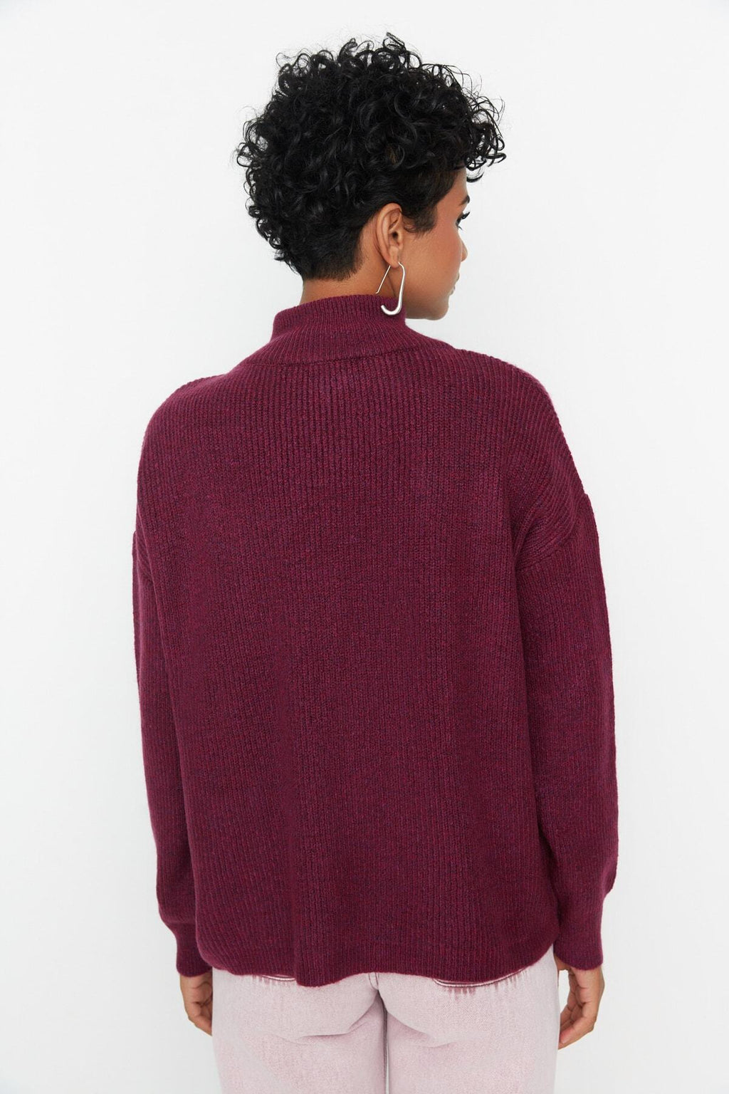 Açık Mor Yumuşak Dokulu Fermuarlı Triko Kazak TWOAW20XS0009