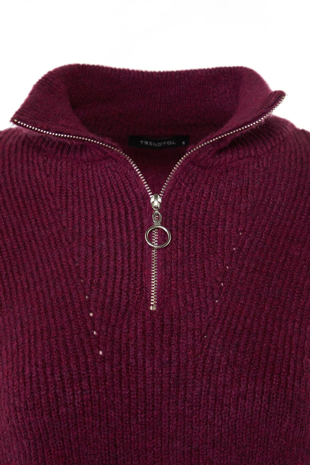 Açık Mor Yumuşak Dokulu Fermuarlı Triko Kazak TWOAW20XS0009