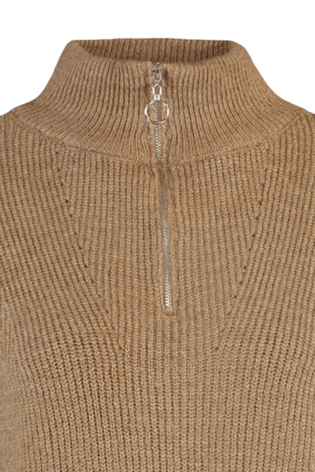 Camel Couple Yumuşak Dokulu Fermuarlı Triko Kazak TWOAW20XS0009