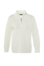 Ekru Yumuşak Dokulu Fermuarlı Triko Kazak TWOAW20XS0009