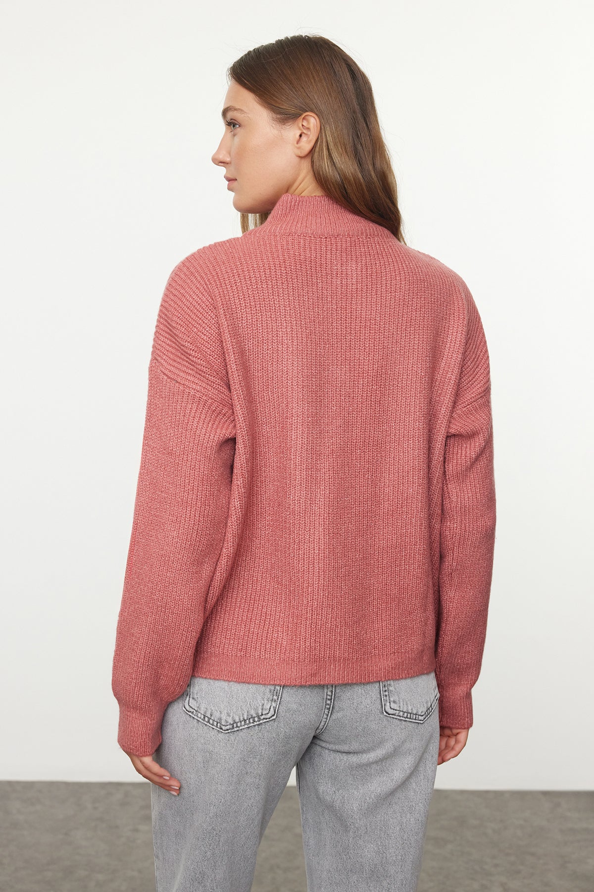 Gül Kurusu Yumuşak Dokulu Fermuarlı Triko Kazak TWOAW20XS0009