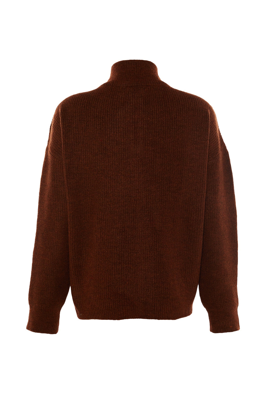 More Sustainable Kahverengi Yumuşak Dokulu Fermuarlı Triko Kazak TWOAW20XS0009