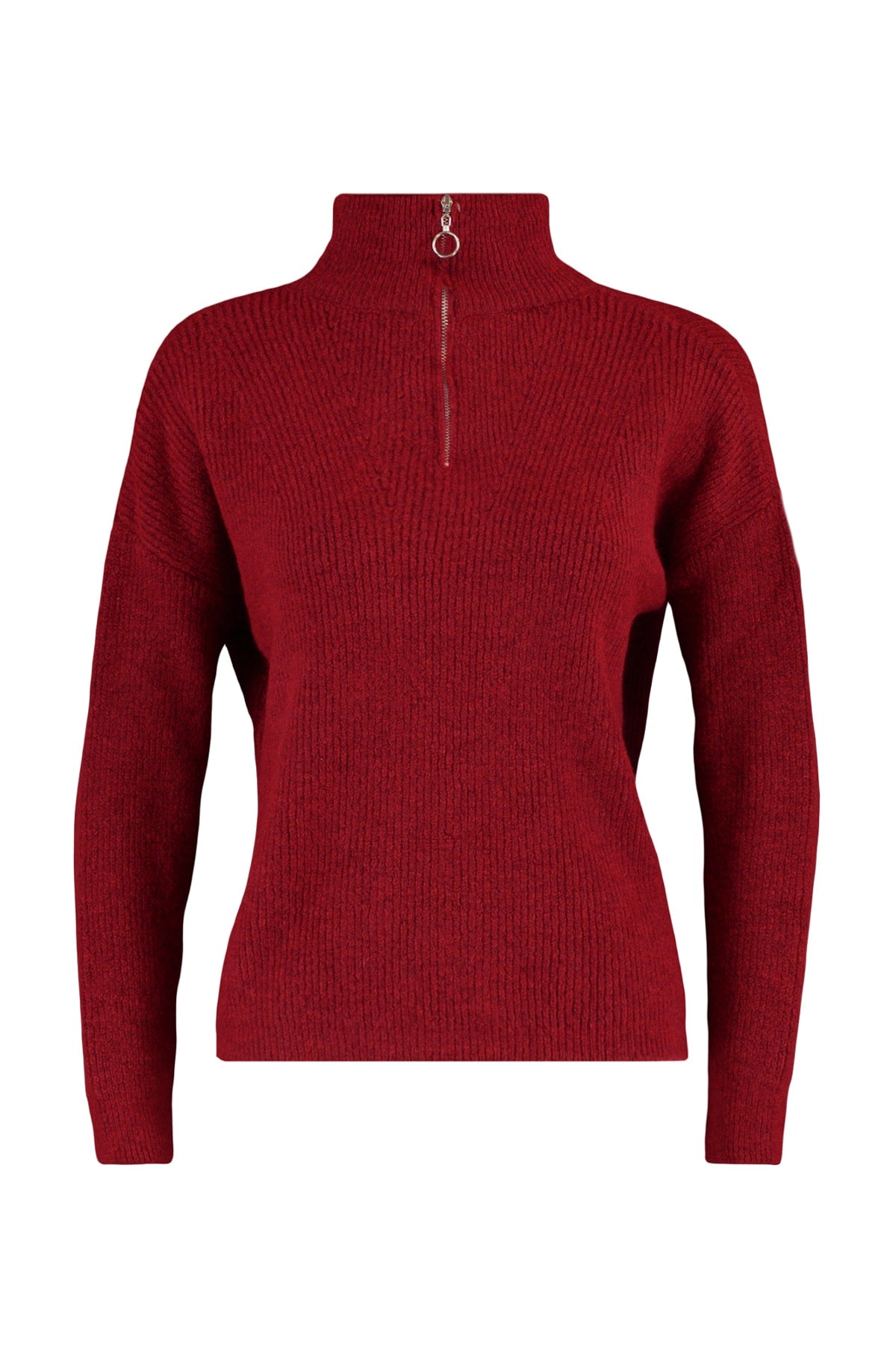 Kırmızı Yumuşak Dokulu Fermuarlı Triko Kazak TWOAW20XS0009