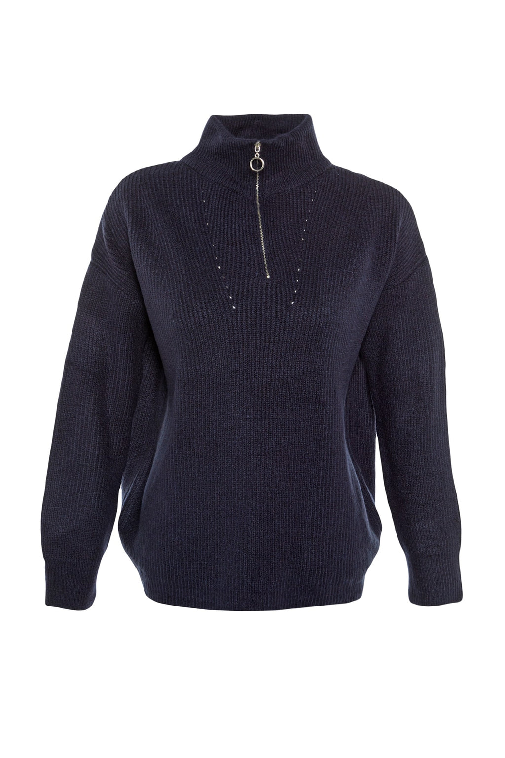 Lacivert Couple Yumuşak Dokulu Fermuarlı Triko Kazak TWOAW20XS0009