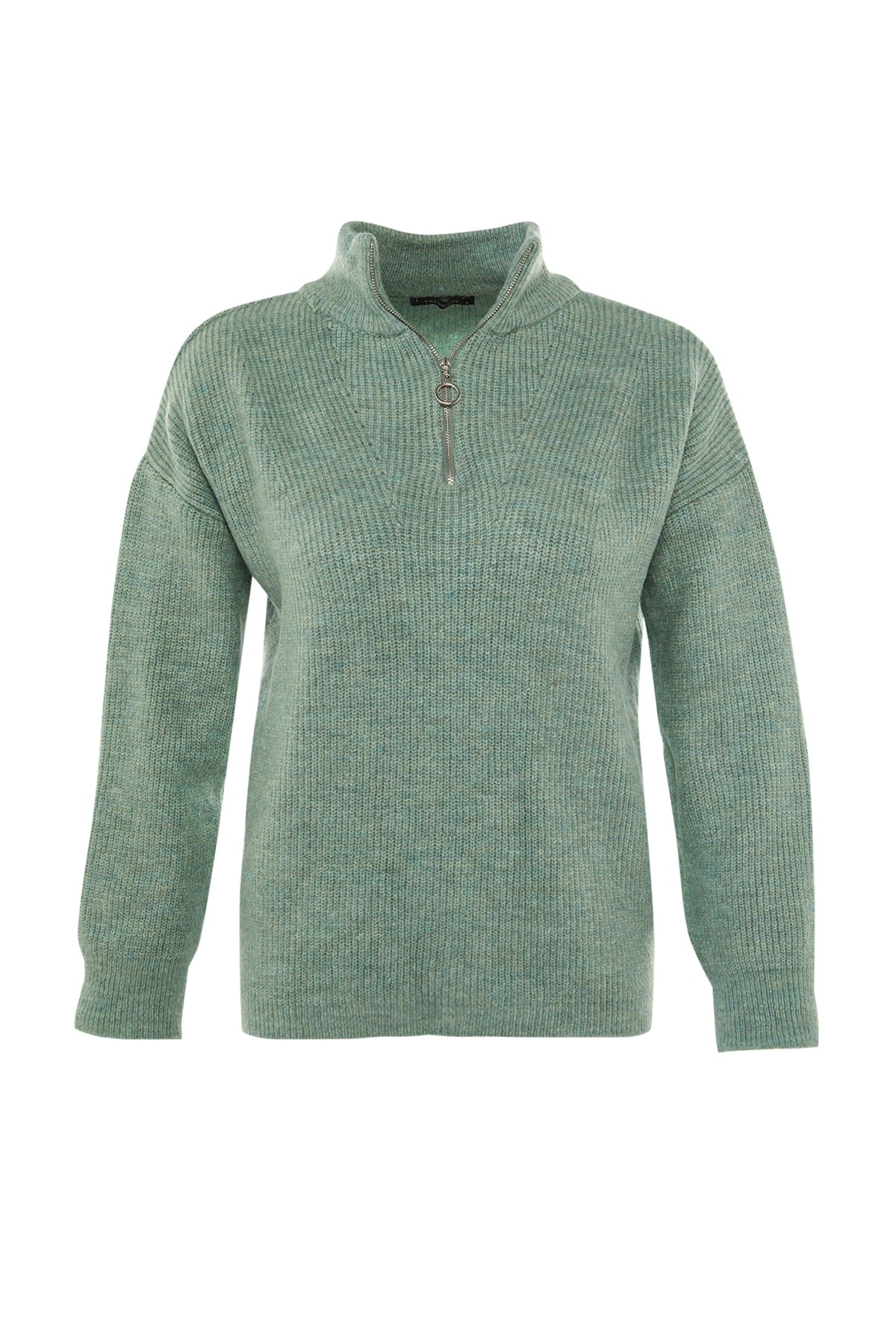 Mint Yumuşak Dokulu Fermuarlı Triko Kazak TWOAW20XS0009