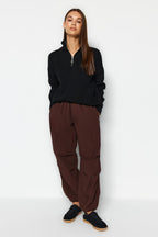 Siyah Yumuşak Dokulu Fermuarlı Triko Kazak TWOAW20XS0009