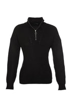 Siyah Yumuşak Dokulu Fermuarlı Triko Kazak TWOAW20XS0009