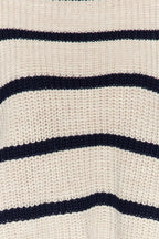 Bej Crop Geniş Kalıp Basic Çizgili Triko Kazak TWOAW23KZ00390