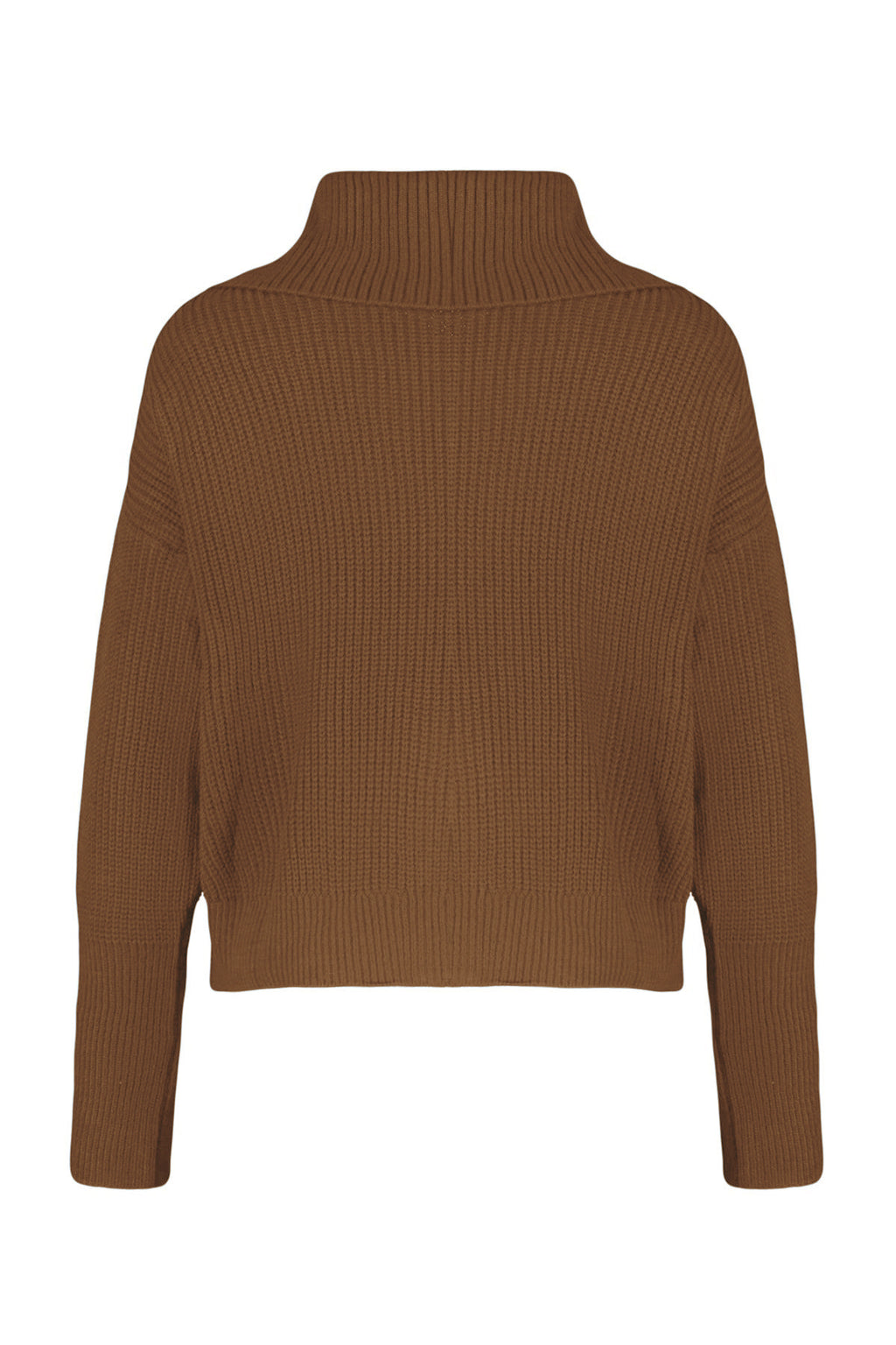 Açık Kahverengi Geniş Kalıp Devrik Yaka Fermuarlı Triko Hırka TWOAW24HI00072