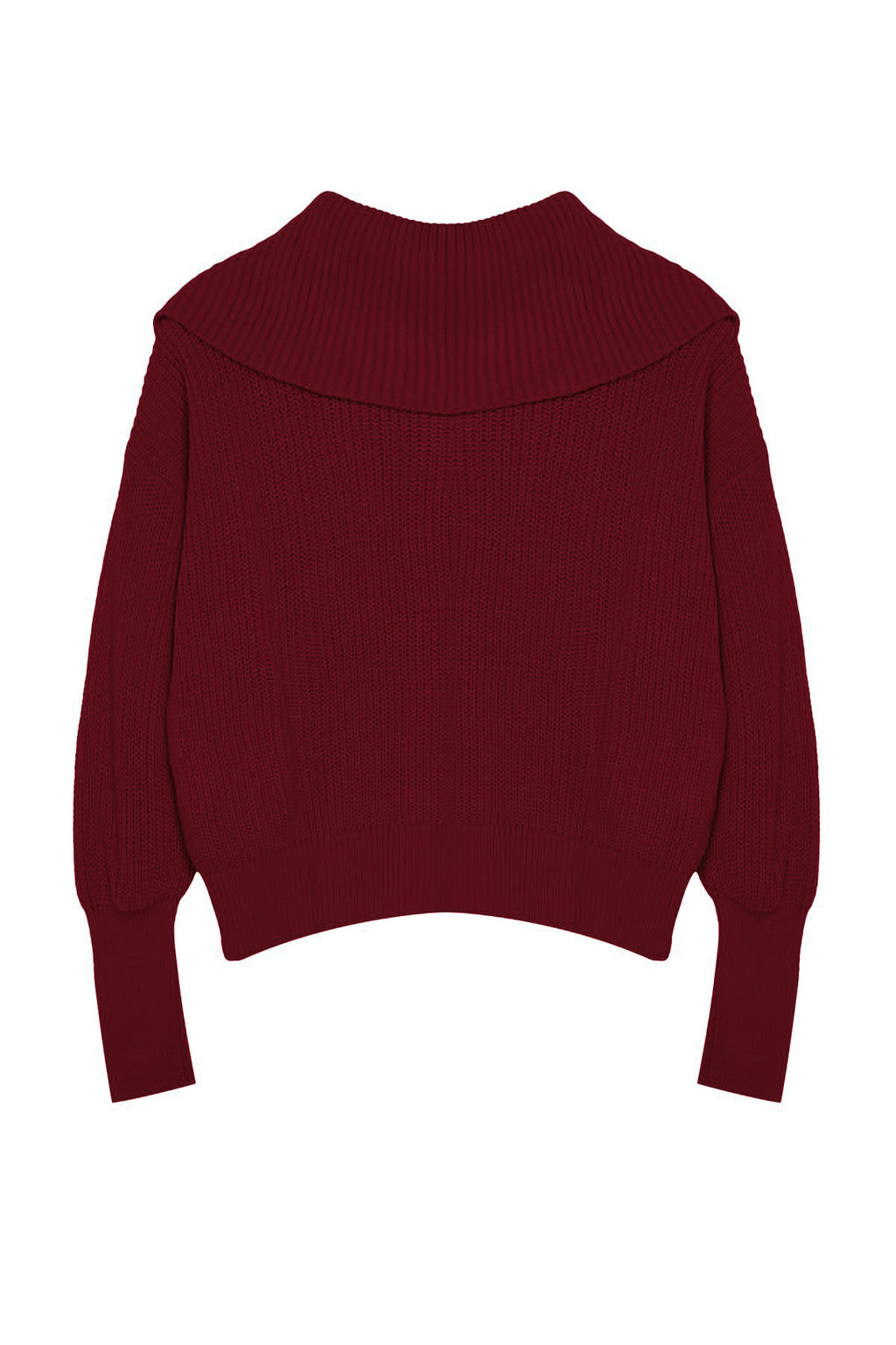 Bordo Geniş Kalıp Devrik Yaka Fermuarlı Triko Hırka TWOAW24HI00072