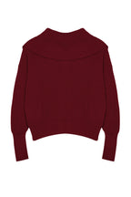 Bordo Geniş Kalıp Devrik Yaka Fermuarlı Triko Hırka TWOAW24HI00072