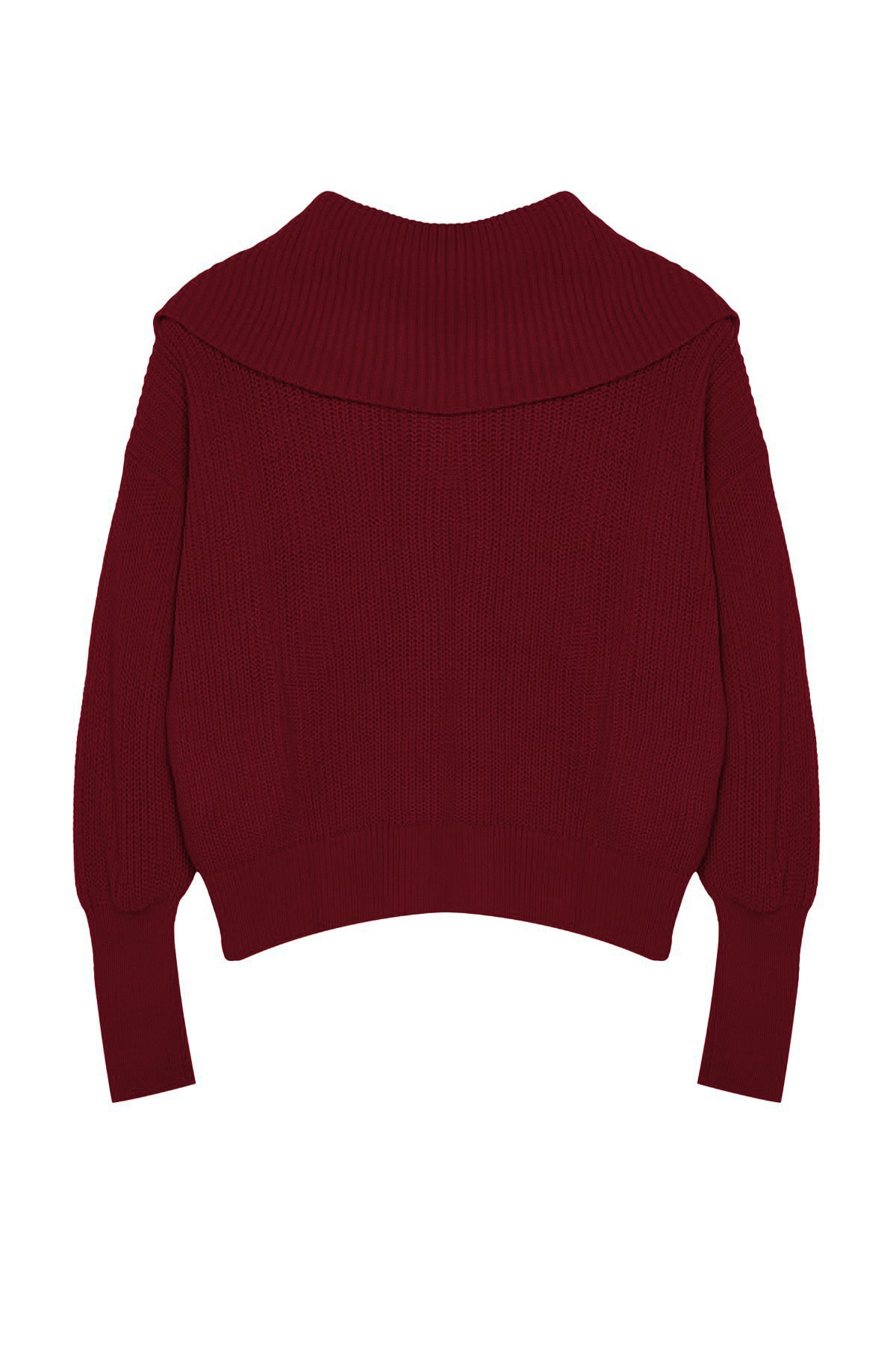 Bordo Geniş Kalıp Devrik Yaka Fermuarlı Triko Hırka TWOAW24HI00072