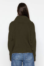 Haki Geniş Kalıp Devrik Yaka Fermuarlı Triko Hırka TWOAW24HI00072