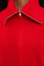 Kırmızı Geniş Kalıp Devrik Yaka Fermuarlı Triko Hırka TWOAW24HI00072