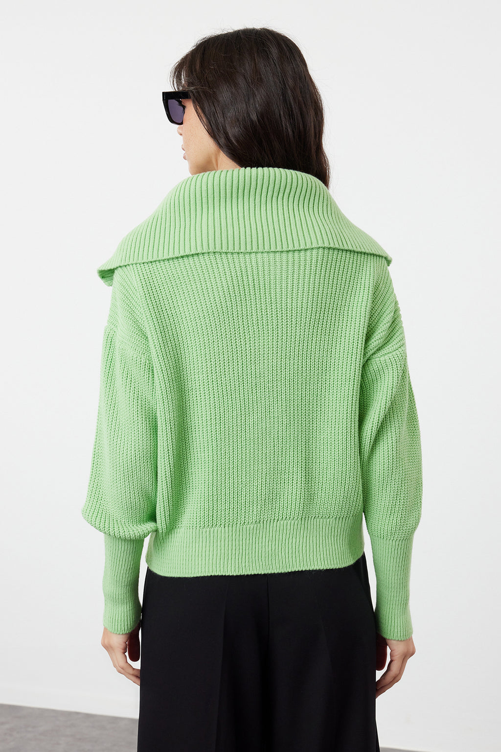 Mint Geniş Kalıp Devrik Yaka Fermuarlı Triko Hırka TWOAW24HI00072