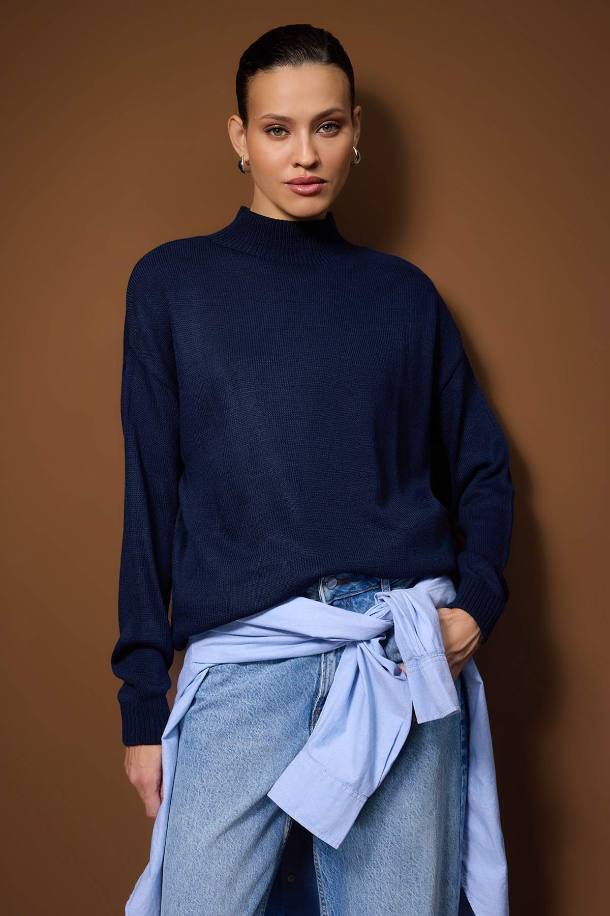 Lacivert-Taş Lacivert-Ekru Basic İkili Paket Triko Kazak TWOAW26KZ00232 Triko Kazak TWOAW26KZ00232 Secondary image