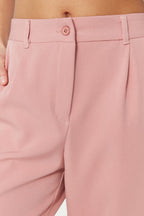 Gül Kurusu Yüksek Bel Wide Leg/Geniş Paça Pilili Dokuma Kumaş Pantolon TWOAW21PL0076