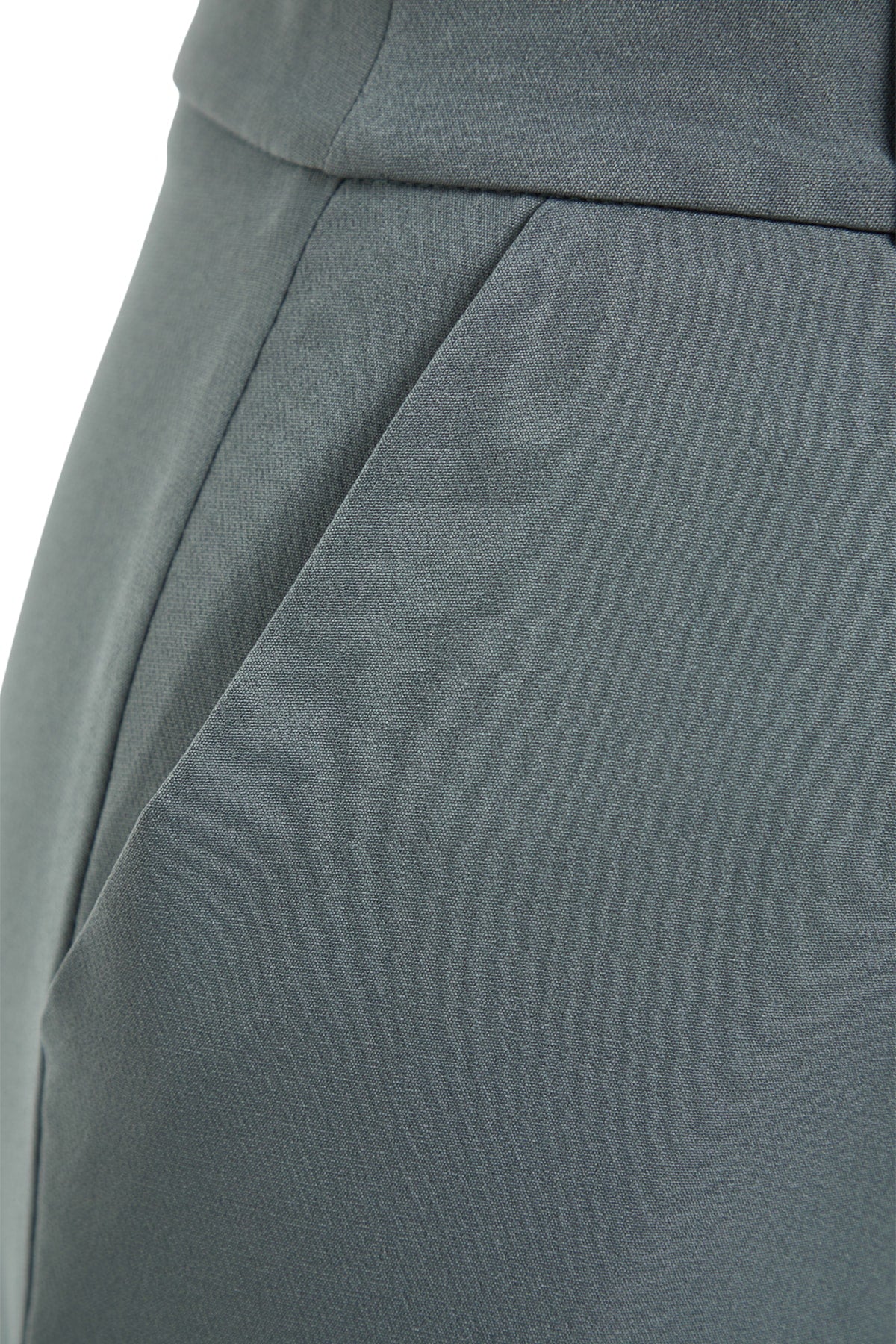 Indigo Yüksek Bel Wide Leg/Geniş Paça Pilili Dokuma Kumaş Pantolon TWOAW21PL0076