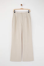 Taş Yüksek Bel Wide Leg Geniş Paça Pilili Dokuma Kumaş Pantolon TWOAW21PL0076