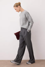 Açık Gri Yumuşak Dokulu Çiçek Desenli Triko Kazak TWOAW26KZ00110