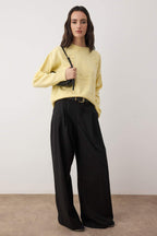 Açık Sarı Yumuşak Dokulu Kurdele Desenli Triko Kazak TWOAW26KZ00110