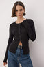 Siyah Düğmeli Vücuda Oturan Esnek Örme Bluz TWOAW26BZ00007