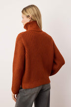 Wardrobe Essentials Kiremit Fermuarlı Yumuşak Dokulu Geniş Kalıp Triko Hırka|TWOAW26HI00049