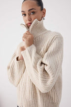 Wardrobe Essentials Taş Fermuarlı Yumuşak Dokulu Geniş Kalıp Triko Hırka|TWOAW26HI00049