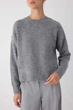 Wardrobe Essentials Antrasit Alpaka Yün Karışımlı Geniş Kalıp Triko Kazak|TWOAW26KZ00080