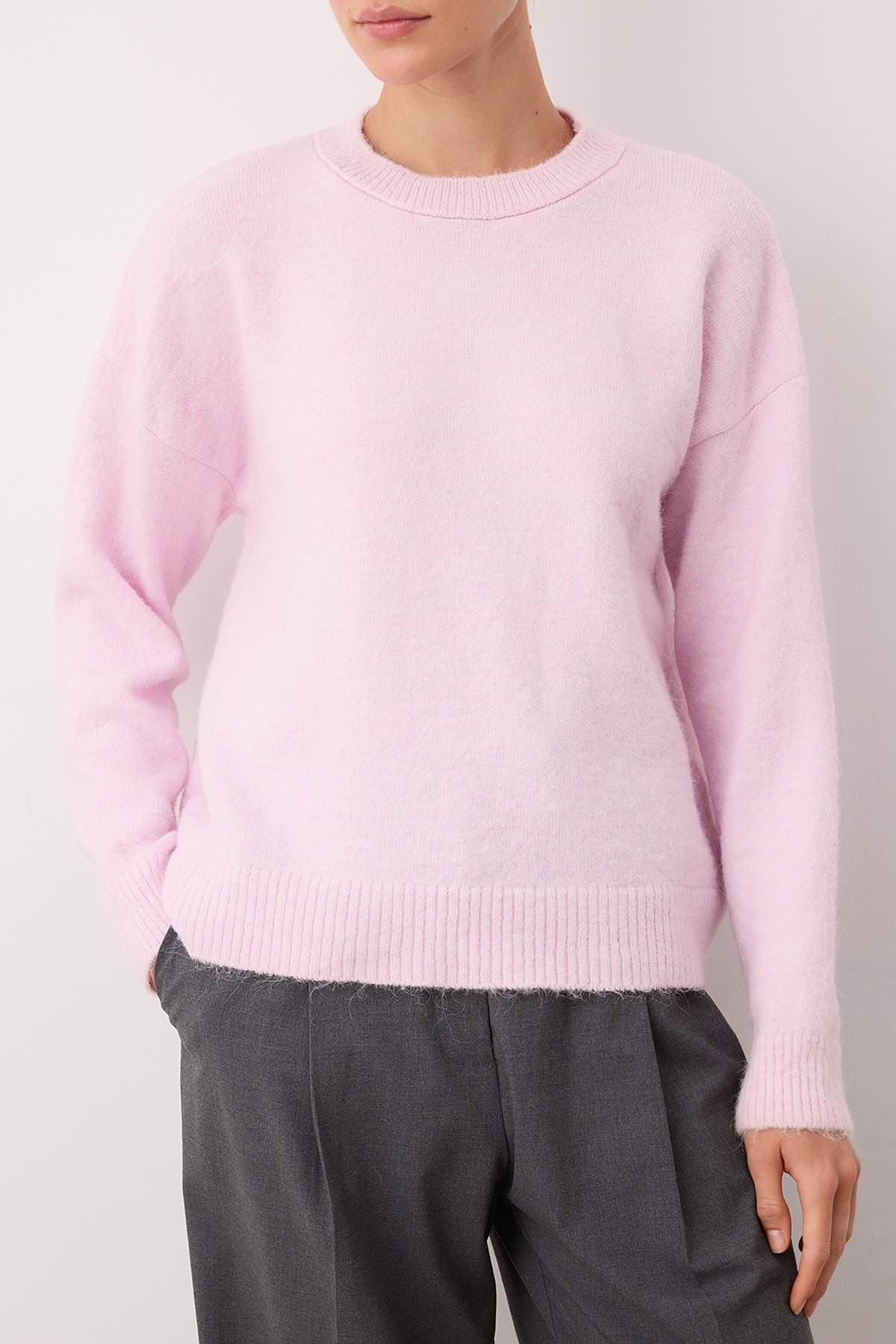 Wardrobe Essentials Pembe Alpaka Yün Karışımlı Premium İplik Geniş Kalıp Triko Kazak|TWOAW26KZ00080