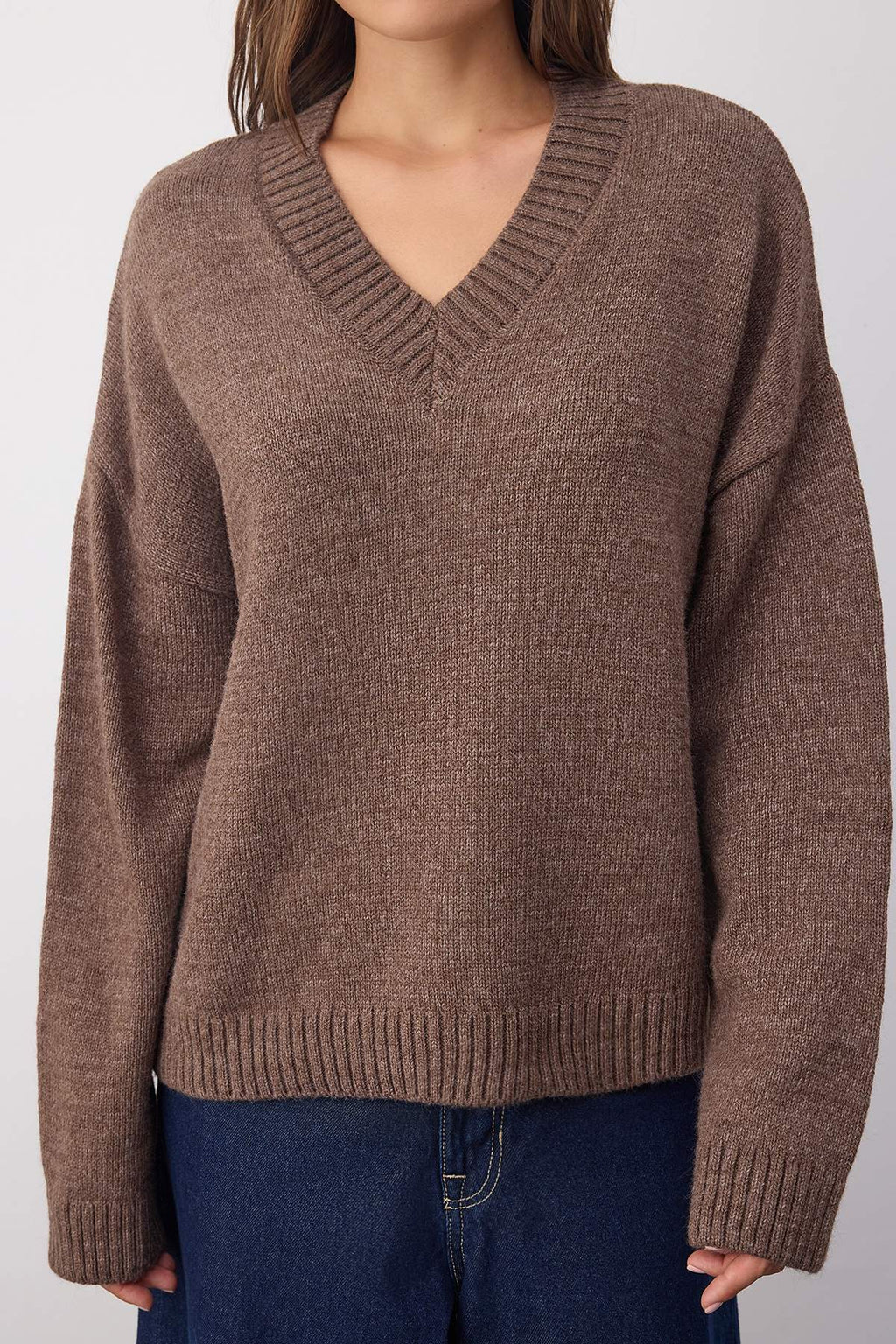 Wardrobe Essentials Vizon Basic Geniş Kalıp Yumuşak Dokulu Triko Kazak | TWOAW26KZ00091