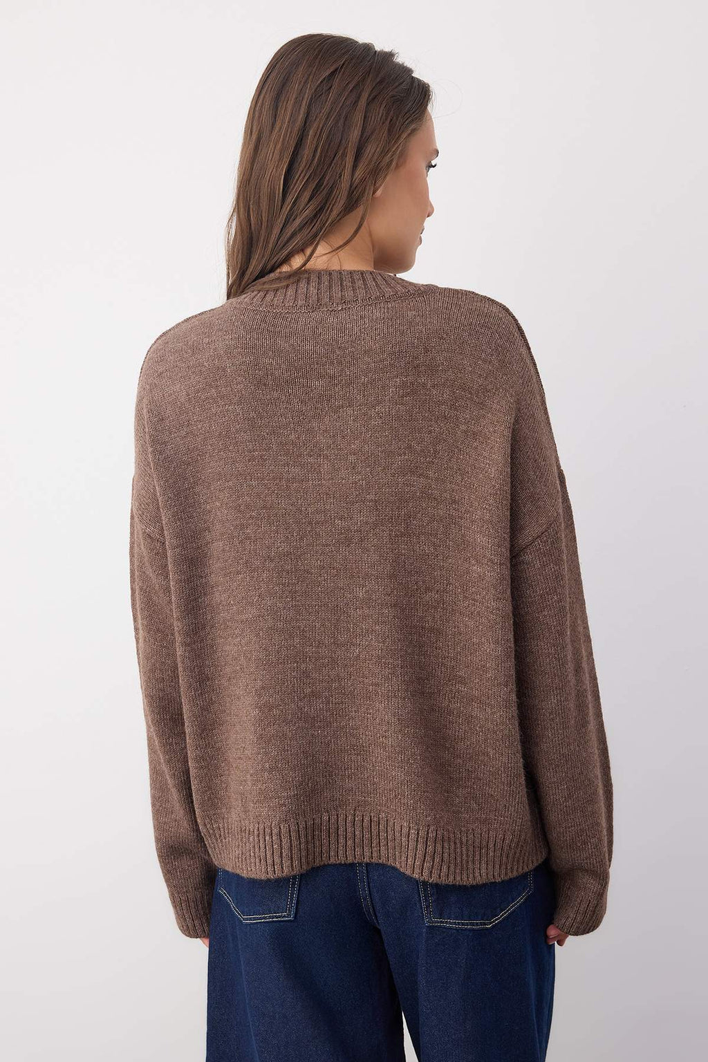 Wardrobe Essentials Vizon Basic Geniş Kalıp Yumuşak Dokulu Triko Kazak | TWOAW26KZ00091