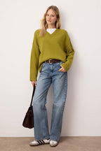 Wardrobe Essentials Yağ Yeşil Basic Geniş Kalıp Yumuşak Dokulu Triko Kazak | TWOAW26KZ00091