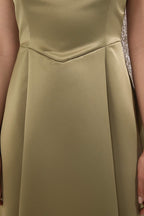 Yağ Yeşil A-Kesim Saten Dokuma Şık Abiye Gece Mezuniyet Elbisesi TPRAW25EL00040