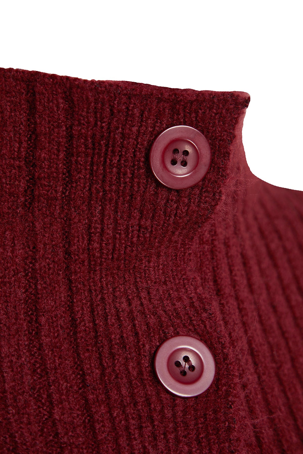 Bordo Crop Yumuşak Dokulu Dik Yaka Triko Hırka TWOAW22HI0174