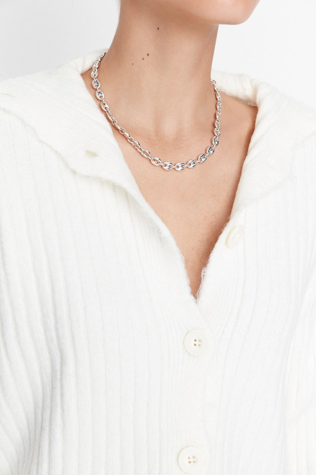 Ekru Crop Yumuşak Dokulu Dik Yaka Triko Hırka TWOAW22HI0174