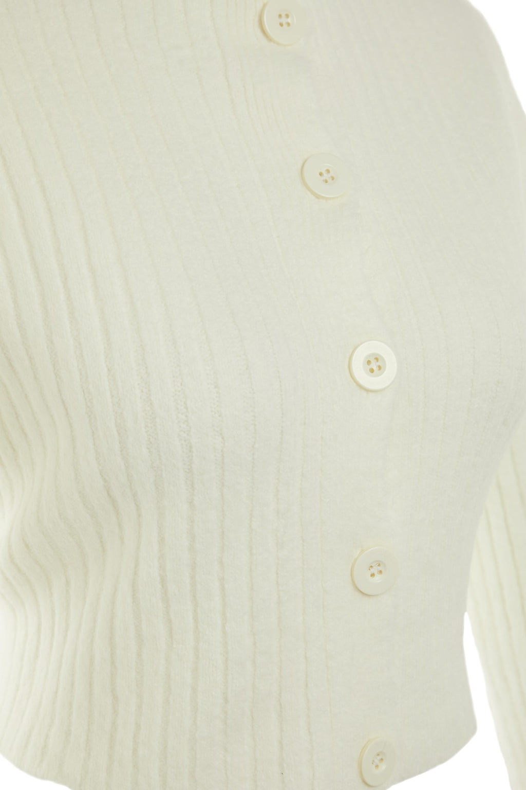 Ekru Crop Yumuşak Dokulu Dik Yaka Triko Hırka TWOAW22HI0174